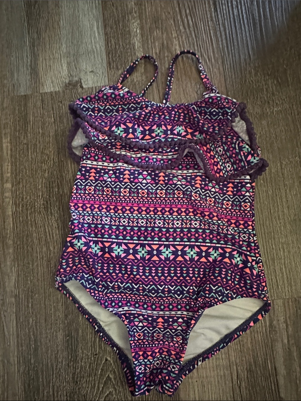 Carter's Girls One-Piece Swimsuit in Navy, Pink & Teal Aztec Print